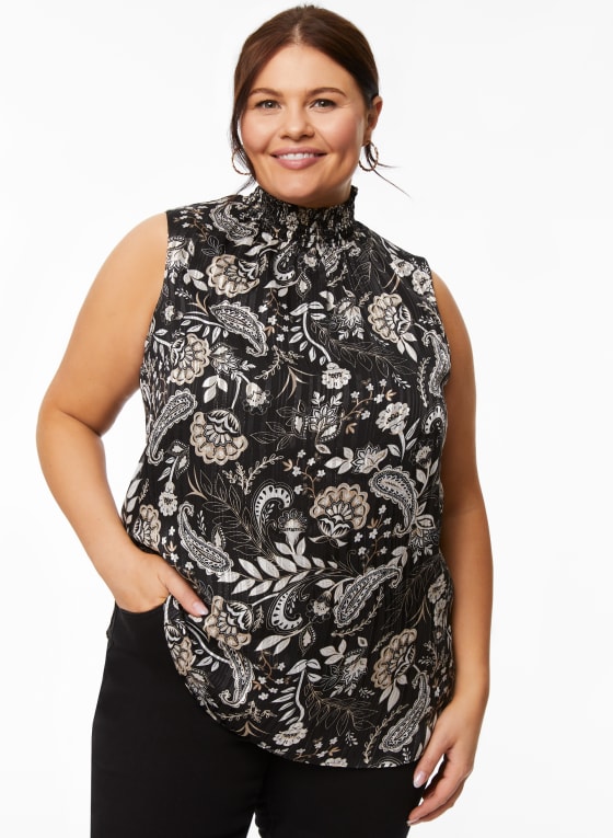 Sleeveless Paisley Motif Top