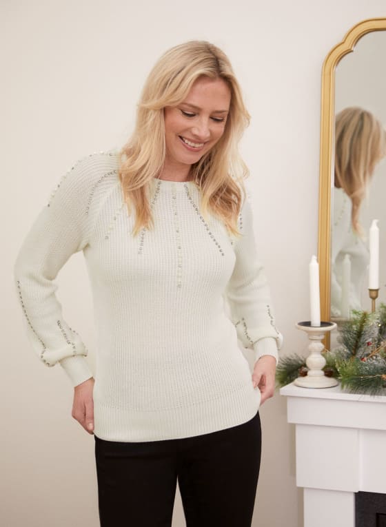 Pearl & Rhinestone Detail Sweater