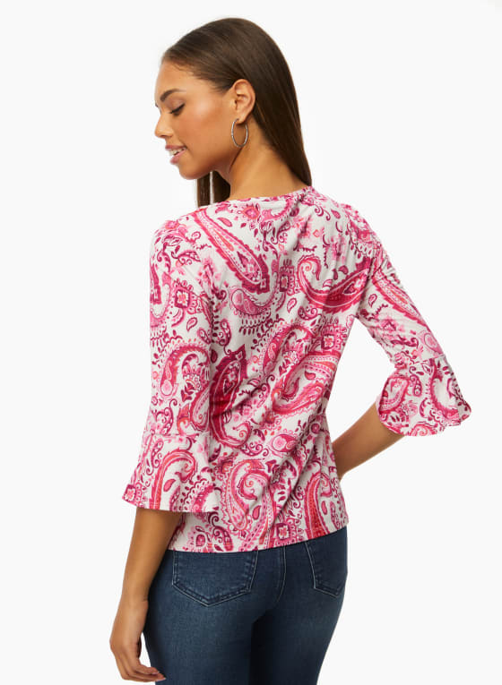 Paisley Print Keyhole Top