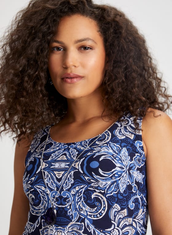 Paisley Print Dress & Cardigan