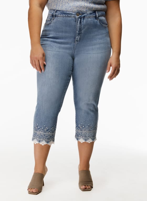 Embellished Denim Capris