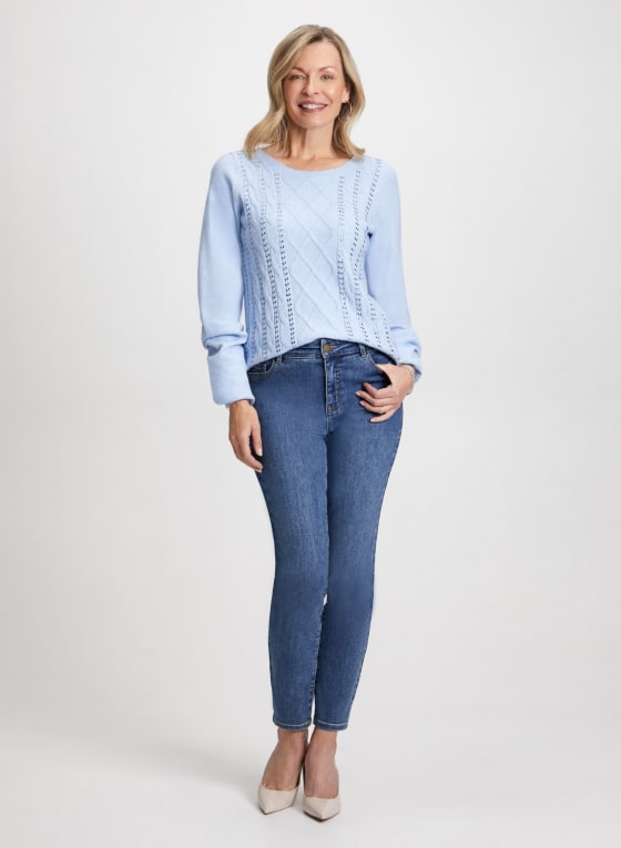 Beaded Cable Knit Motif Sweater