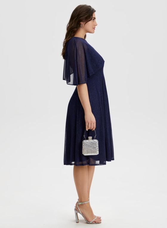 Mesh Detail Cape Dress