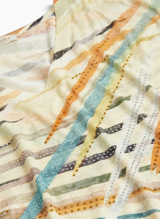 Embellished Geometric Print Burnout Tee