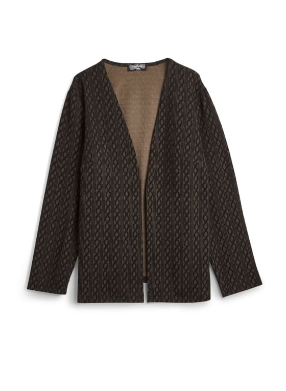 Cable Print Open Front Jacket
