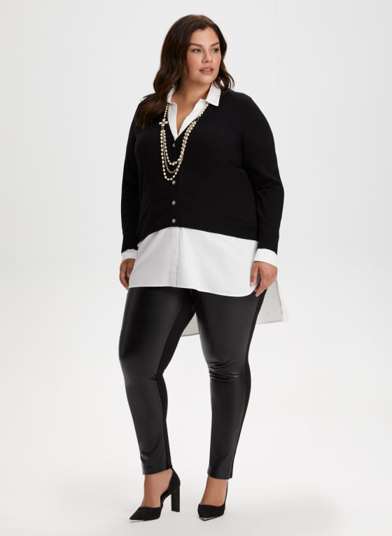 Vegan Leather Front Leggings