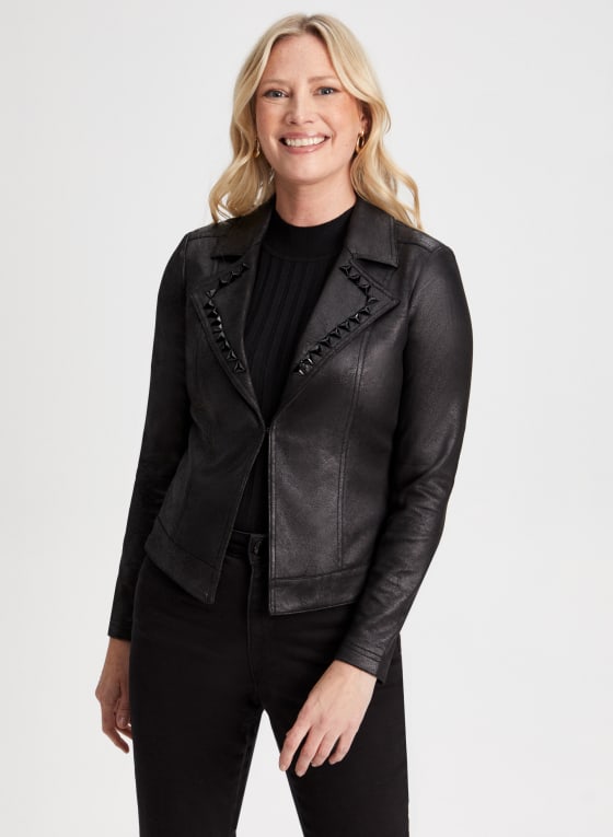 Stud Detail Notch Collar Jacket