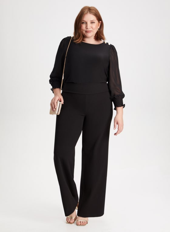 Pull-On Wide Leg Pants