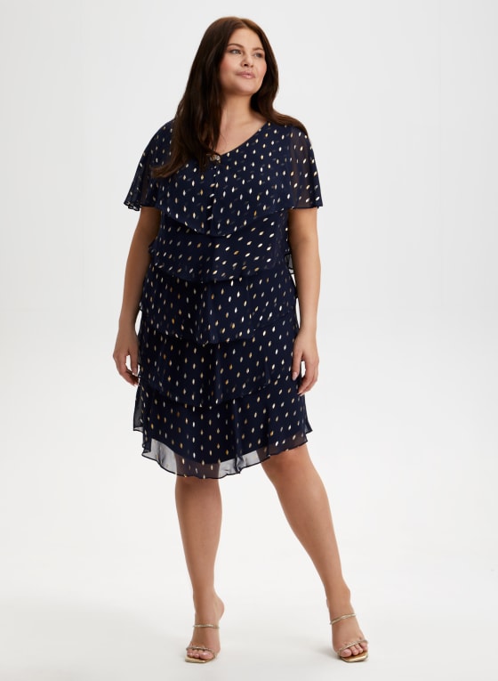 Tiered Dot Print Dress