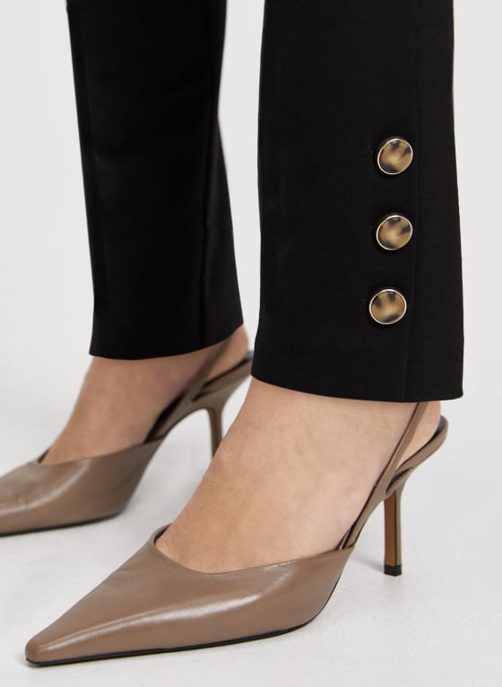 Pull-On Button Detail Pants