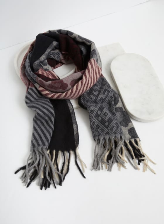 Multi Print Fringe Scarf