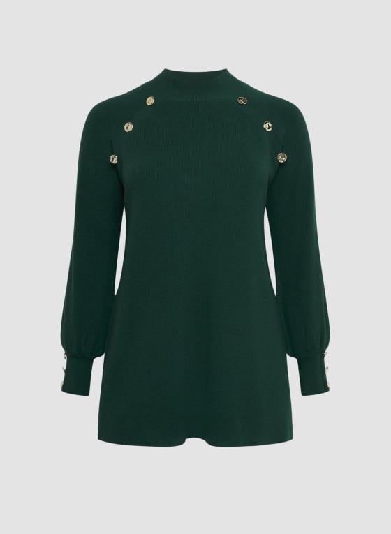 Button Detail Tunic Sweater
