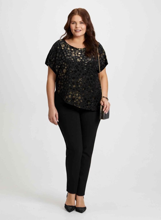 Velour Polka Dot Burnout Top