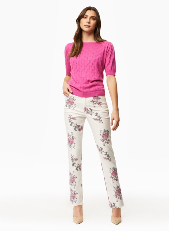Short Sleeve Pointelle Sweater