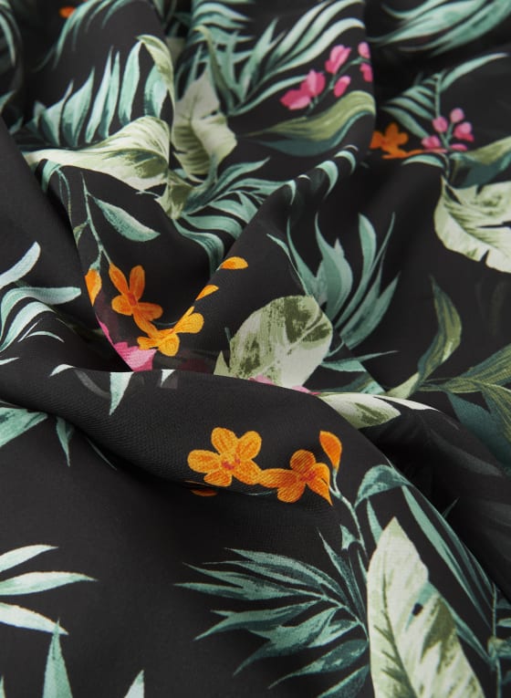 Tropical Print Chiffon Poncho Top