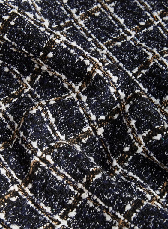 Faux Fur Collar Tweed Poncho