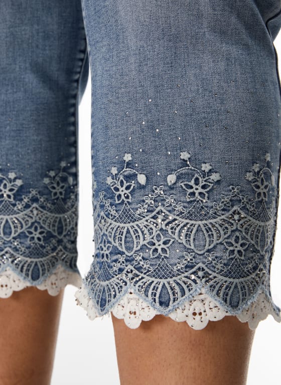 Embellished Denim Capris