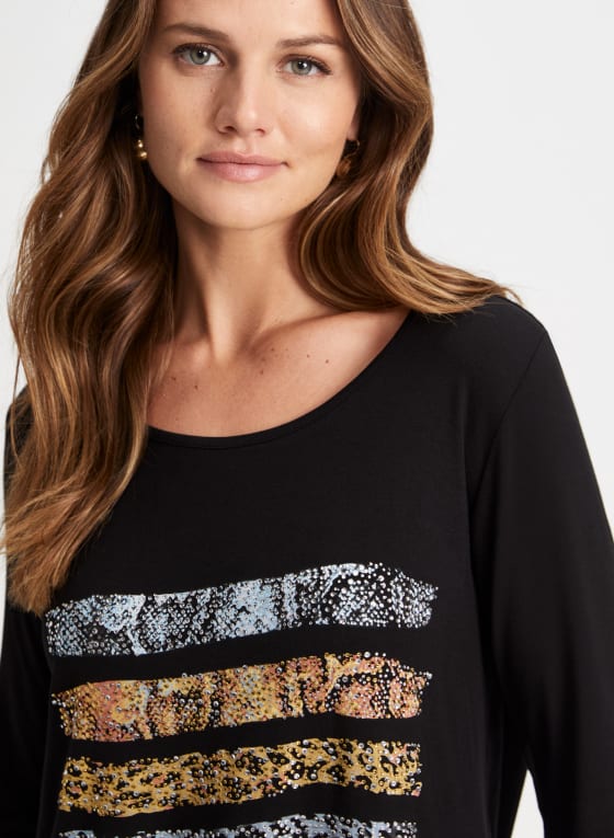 Striped Animal Motif Tee