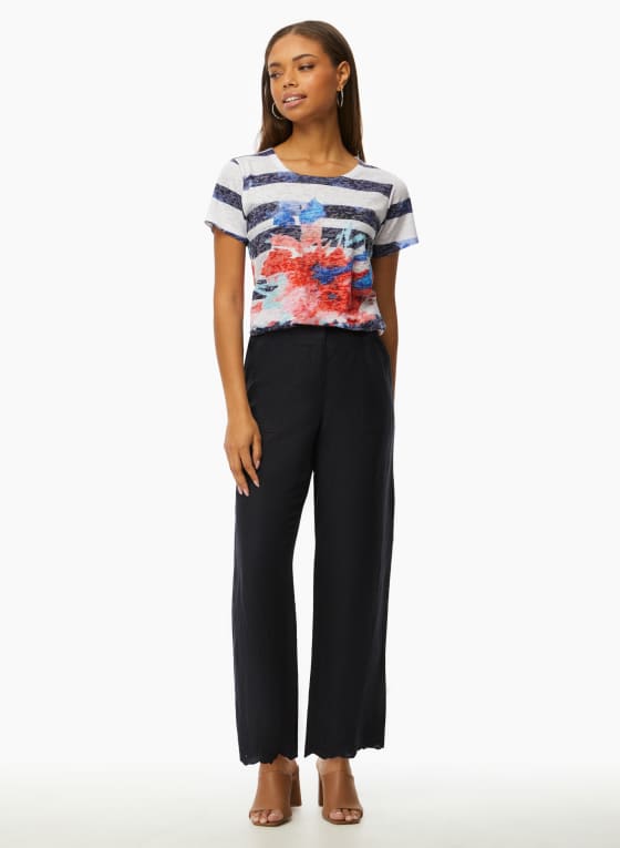 Stripe & Floral Print Tee