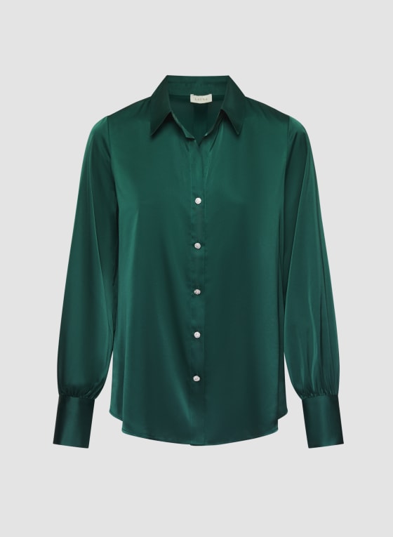 Satin Rhinestone Detail Blouse