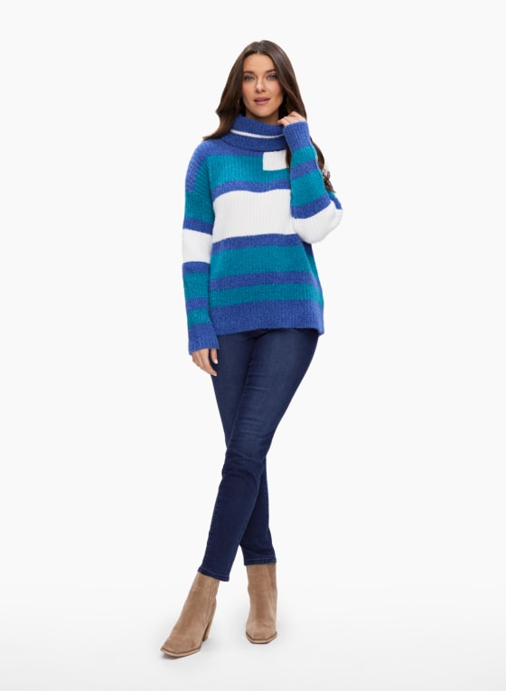 Colour Block Turtleneck Sweater