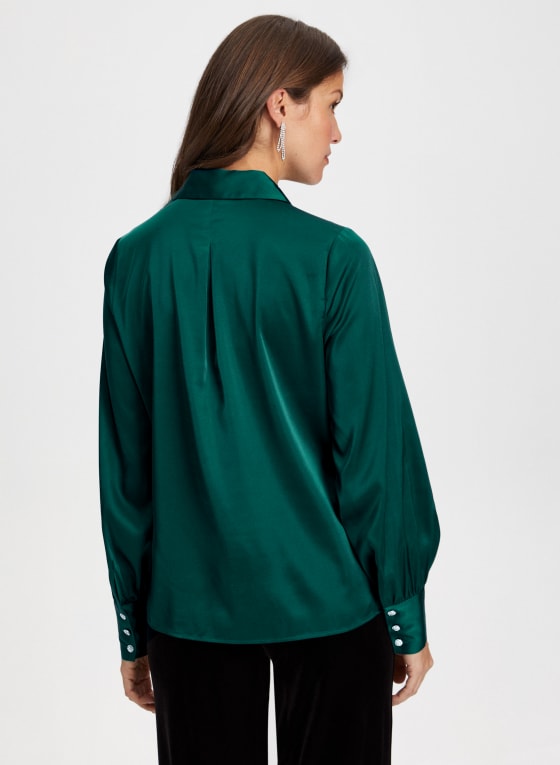 Satin Rhinestone Detail Blouse