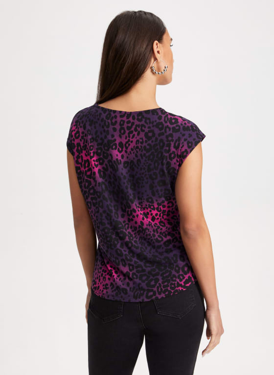 V-Neck Leopard Print Top