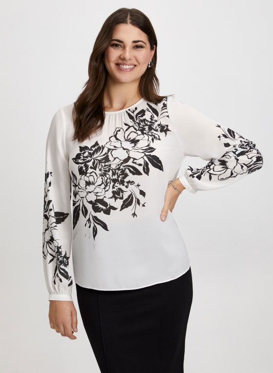 Floral Print Popover Blouse