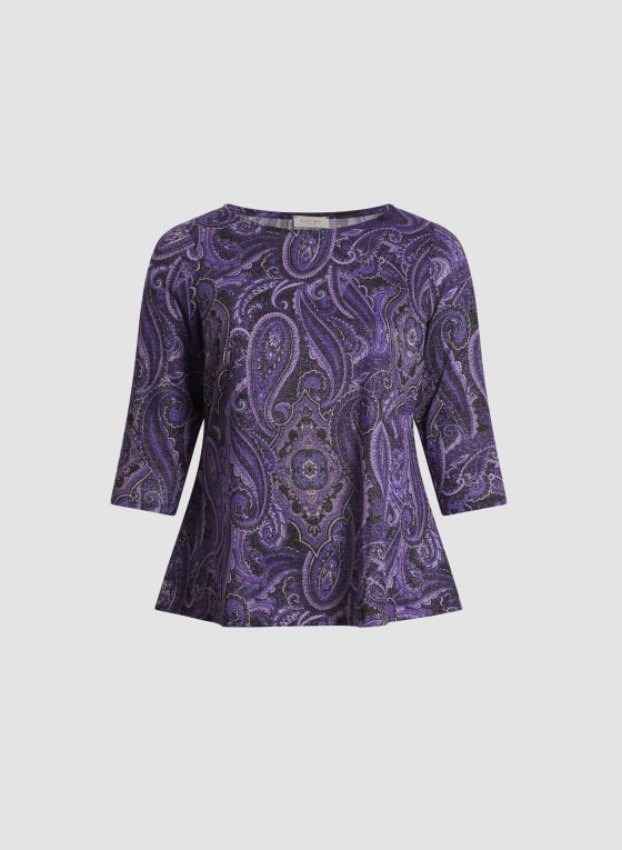 Paisley Print 3/4 Sleeve Top