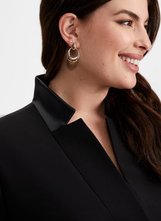 Vegan Leather Detail Redingote Jacket