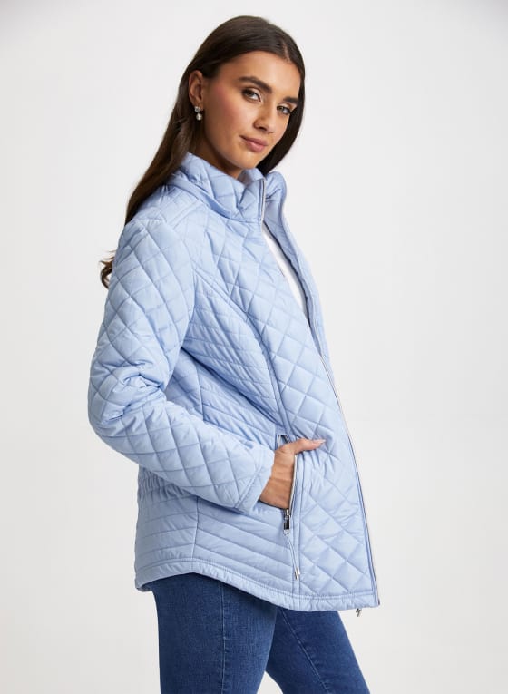 Quilted Zip Front Coat