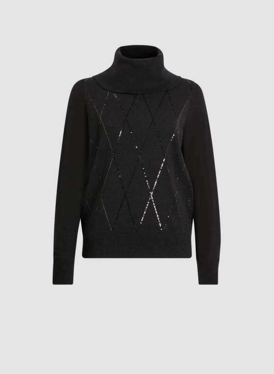 Argyle Motif Sequin Detail Sweater