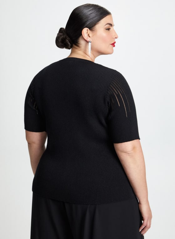 Linear Rhinestone Motif Sweater