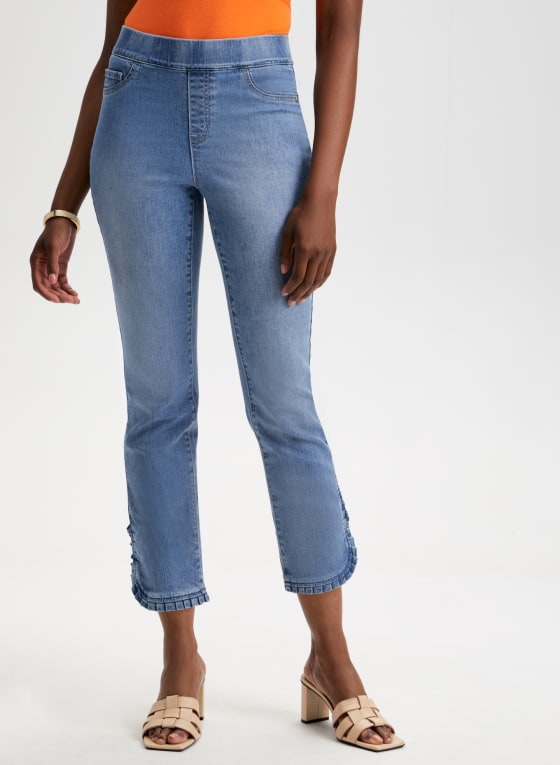 Ruffle Detail Denim Capris