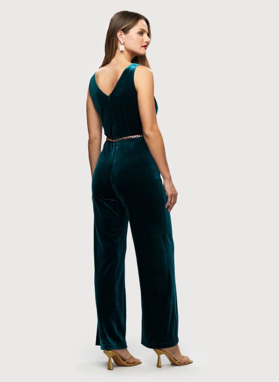 Belted Velvet Jumpsuit