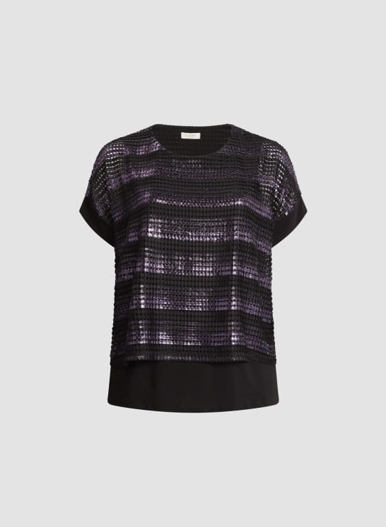 Metallic Stripe Motif Crochet Top