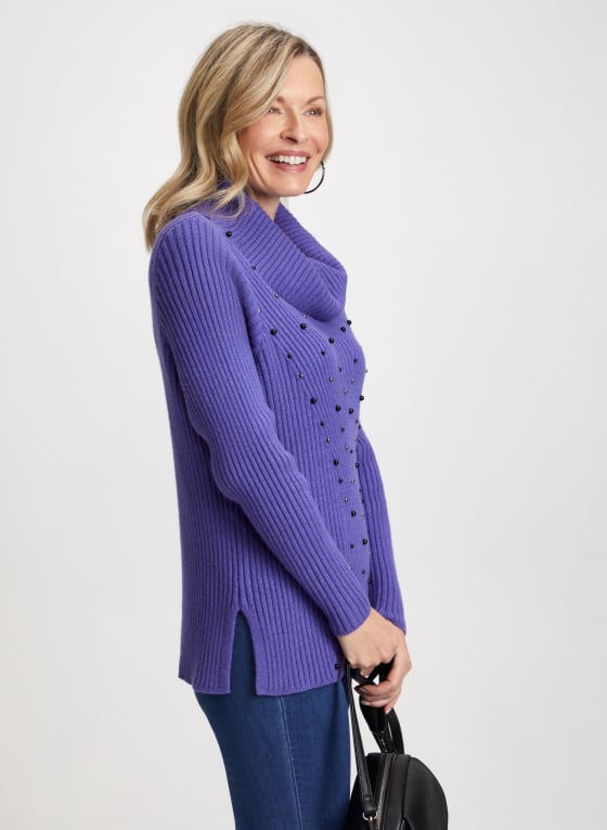 Cowl Neck Stud Detail Sweater