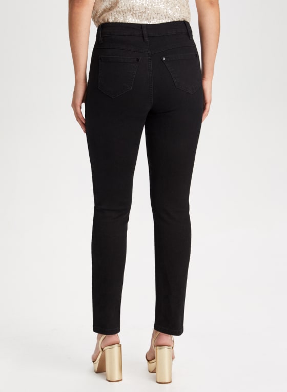 Rhinestone Detail Straight Leg Jeans