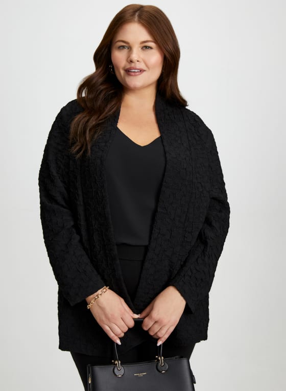 Tunic Length Textured Cardigan - Laura