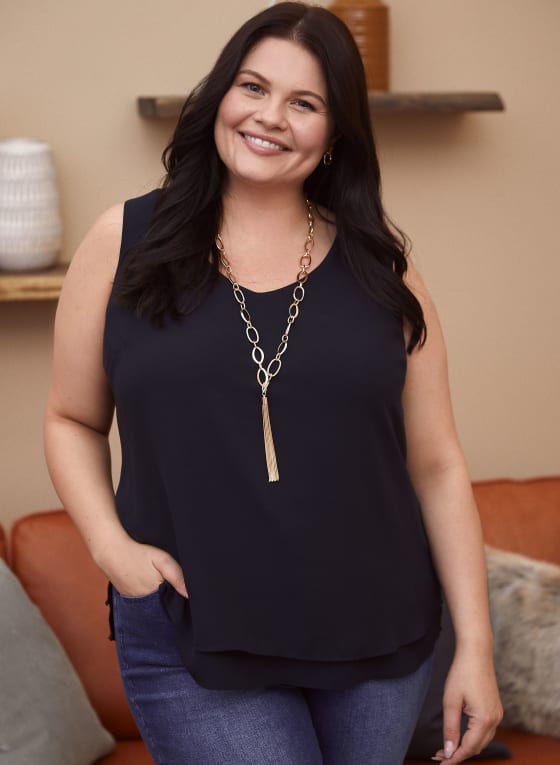 Sleeveless V-Neck Blouse