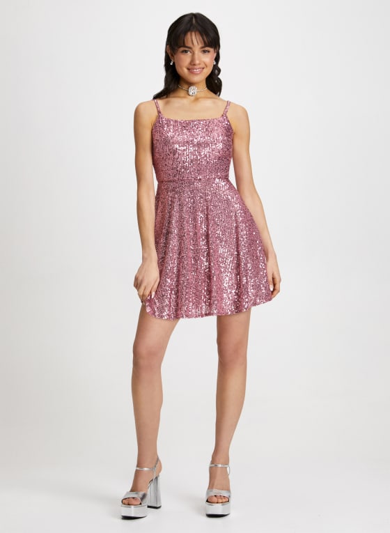 Square Neck Sequin Dress