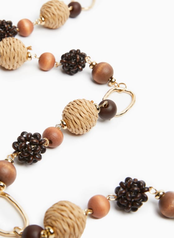 Wood & Raffia Bead Necklace