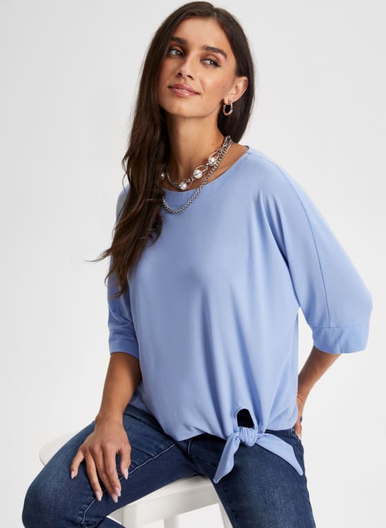 Tie Detail Elbow Sleeve Top