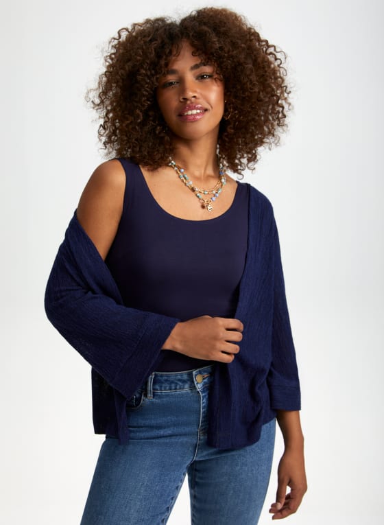 3/4 Sleeve Knit Cover-Up