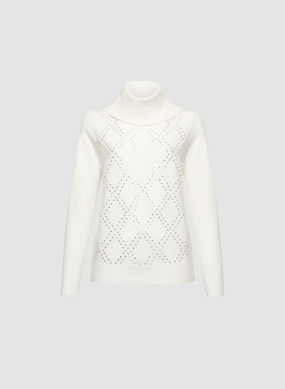 Embellished Argyle Knit Sweater