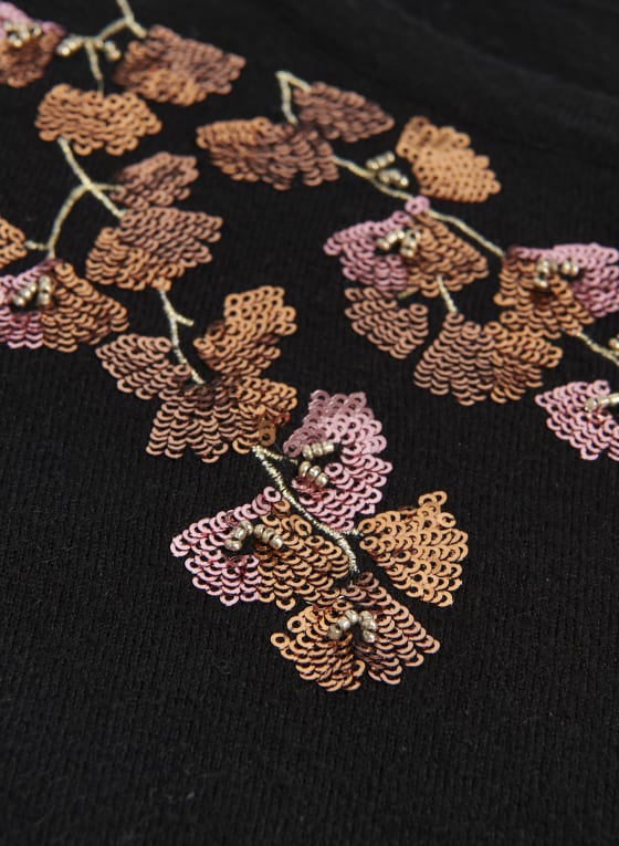 Sequin Floral Detail Sweater