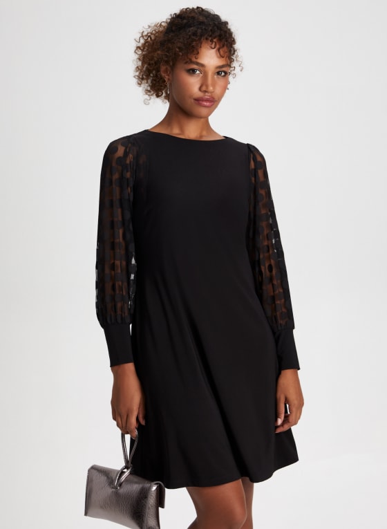 Sheer Polka Dot Sleeve Dress