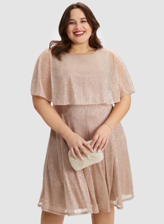 Mesh Detail Capelet Dress