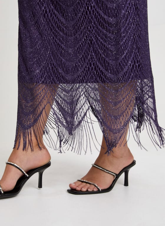 Crochet Detail Metallic Dress