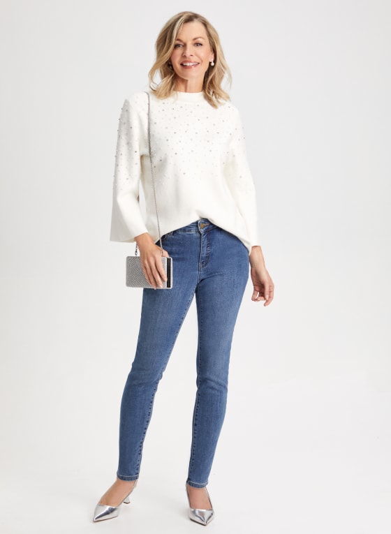 Embellished Mock Neck Sweater